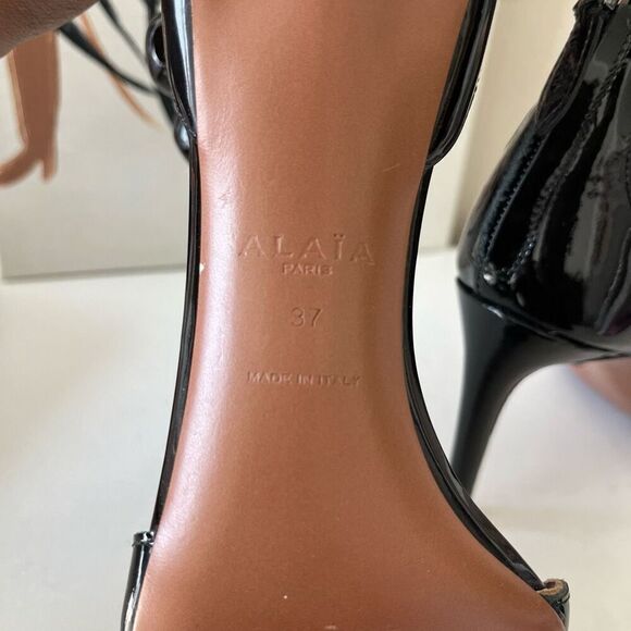 Alaia Bombe 90 Black Ankle-Strap Studded Leather Stiletto Heel Sandals Size 37 - Picture 8 of 8
